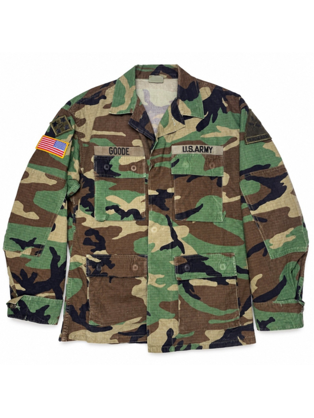 US Army Woodland BDU Coat Medium Regular 1st Armored 4th Infantry Vintage